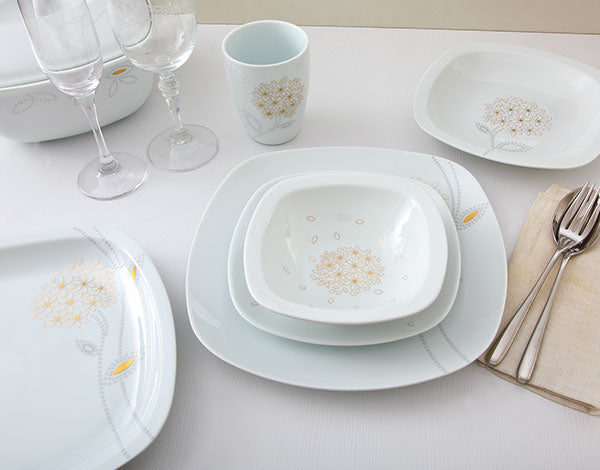 Dinner Set - Square - Golden Lotus (27pcs)